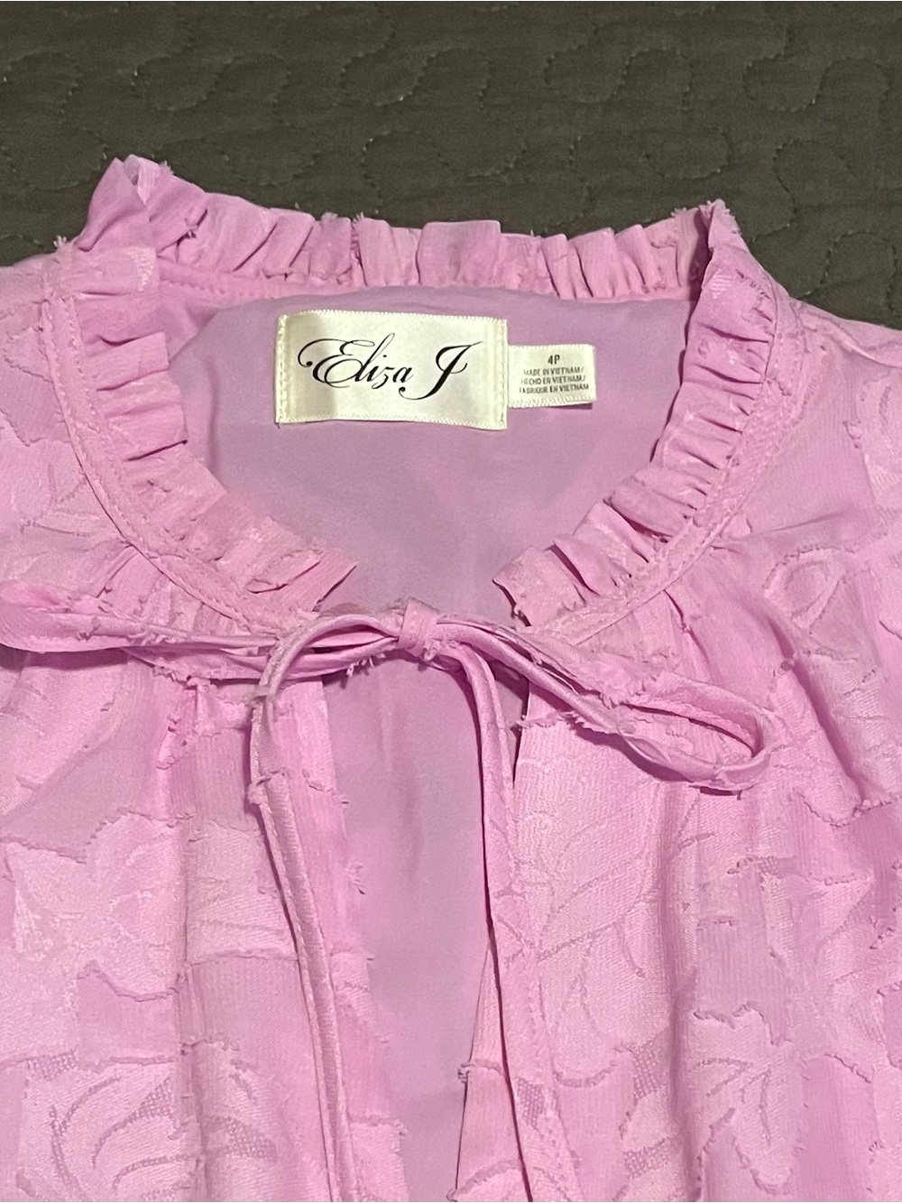 Eliza J Pink Floral Ruffle Tiered Long Sleeve Dress Size 4P Petite - Picture 11 of 11